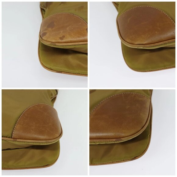 PRADA Shoulder Bag Nylon Leather Beige Gold Auth 140625 - Picture 15 of 16